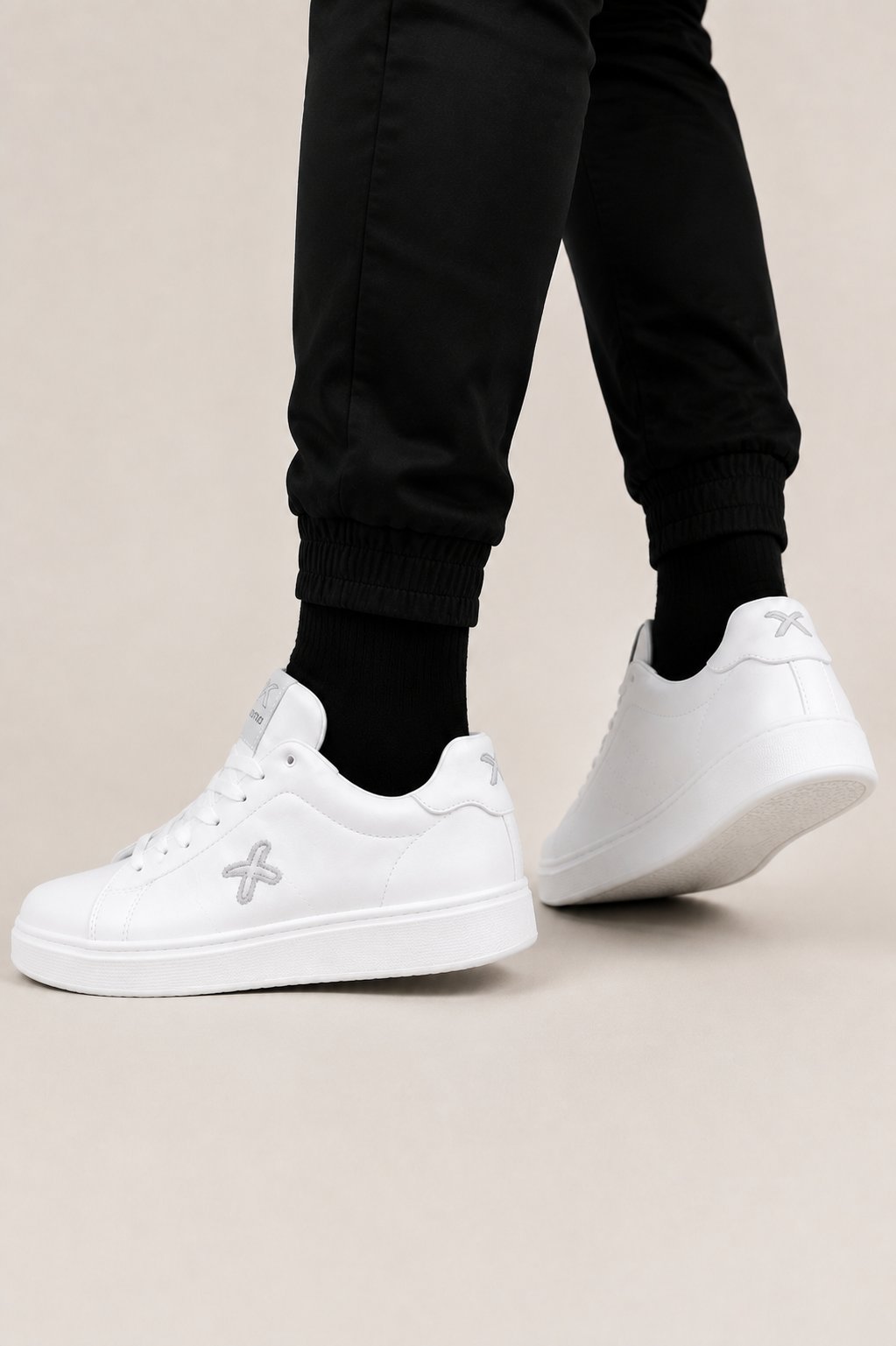 Erkek Cilt Sneaker Ayakkabı BEYAZ