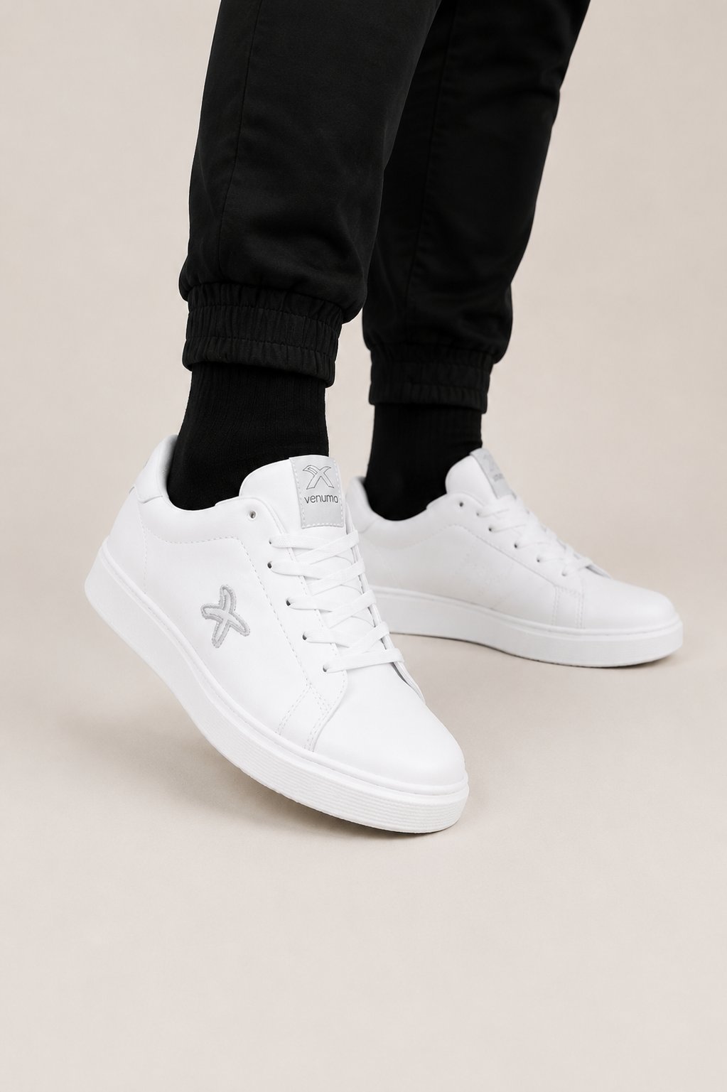Erkek Cilt Sneaker Ayakkabı BEYAZ