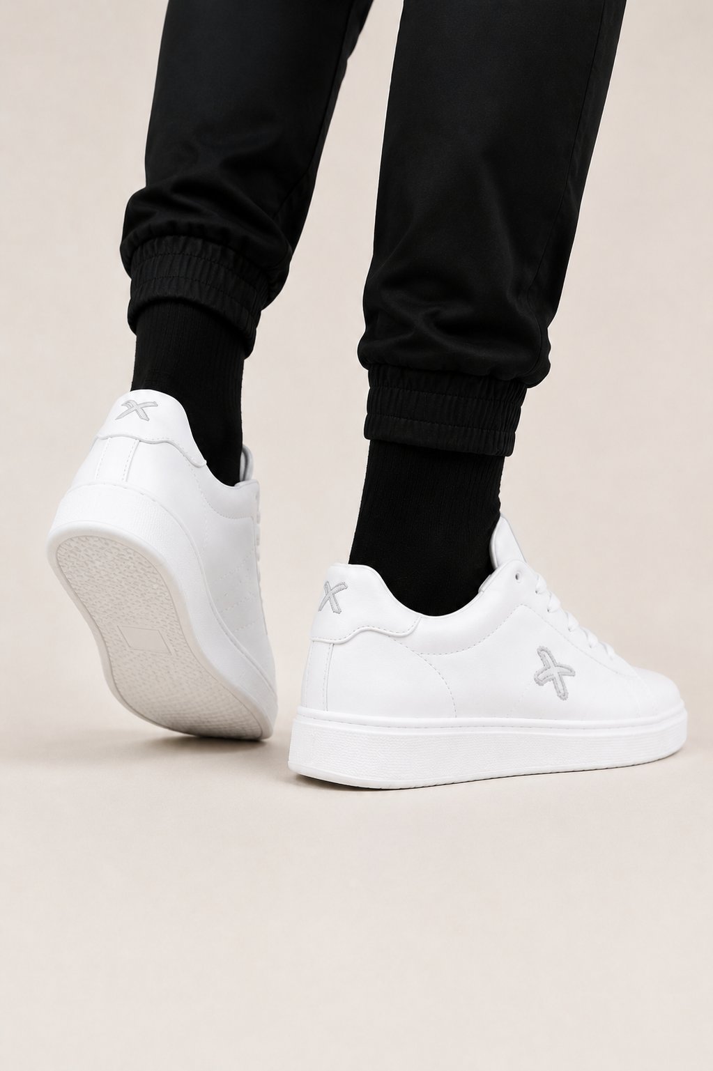 Erkek Cilt Sneaker Ayakkabı BEYAZ