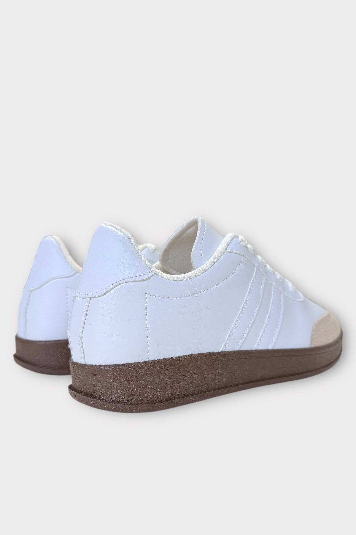 Erkek Cilt Sneaker Ayakkabı BEYAZ - GRİ
