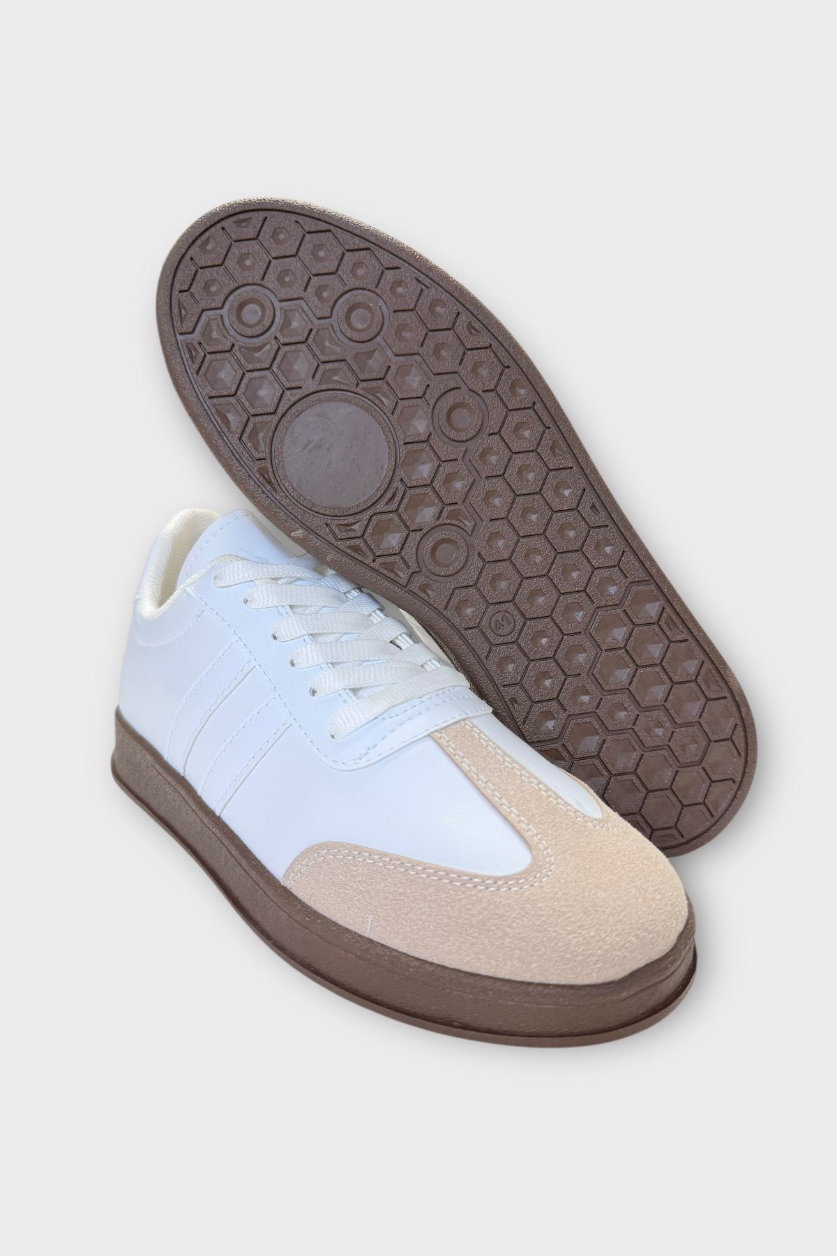 Erkek Cilt Sneaker Ayakkabı BEYAZ - GRİ