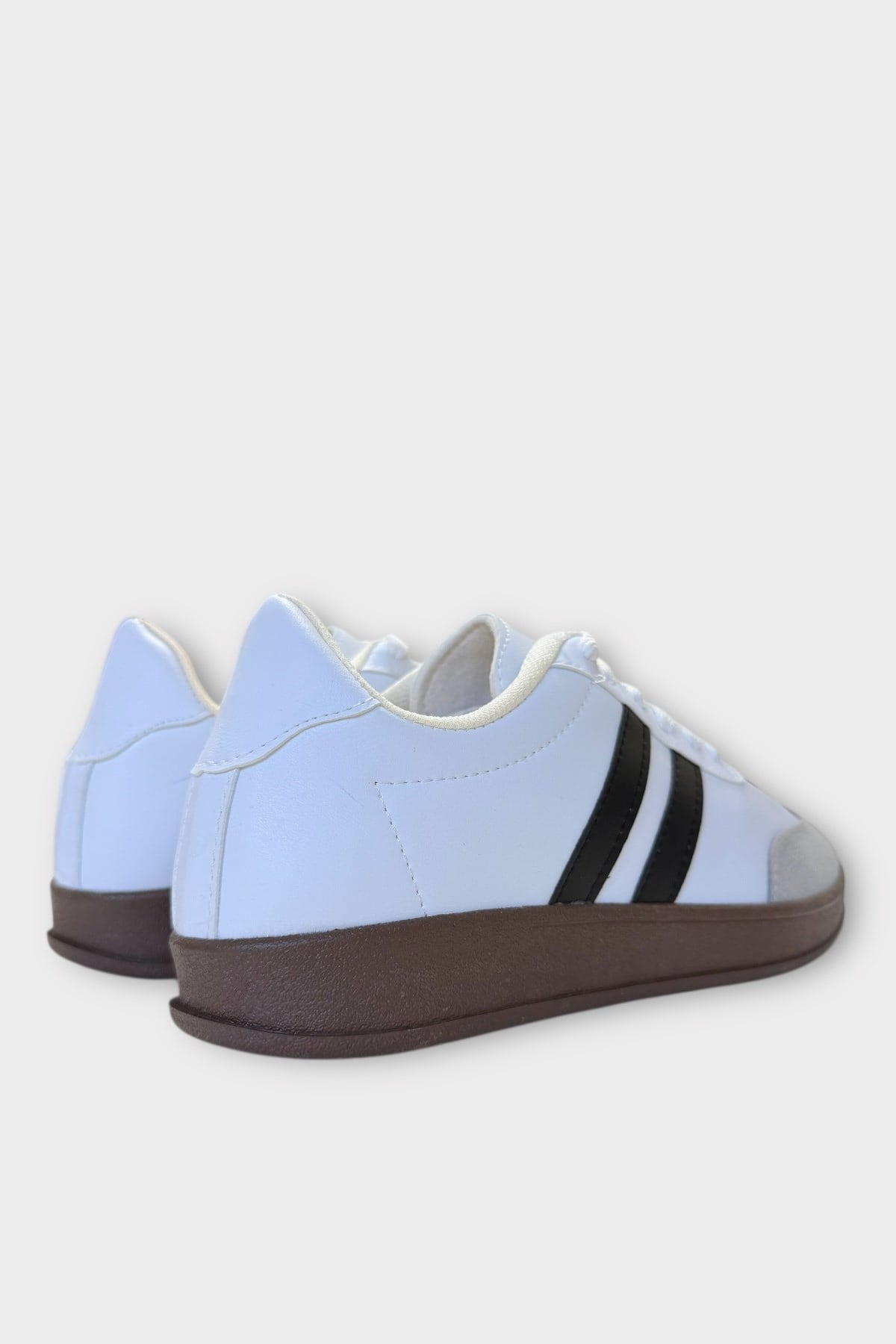 Erkek Cilt Sneaker Ayakkabı BEYAZ - SİYAH