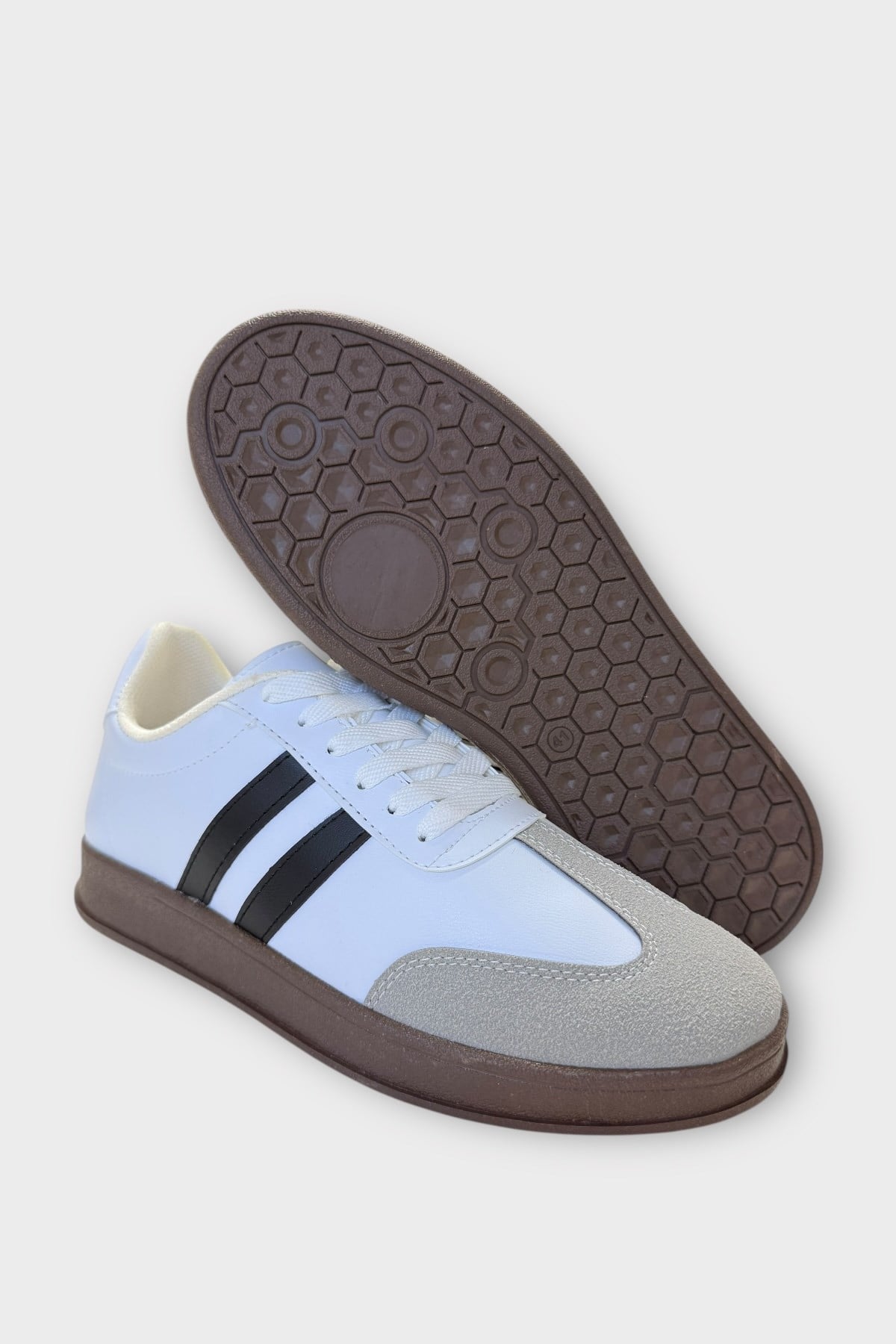 Erkek Cilt Sneaker Ayakkabı BEYAZ - SİYAH