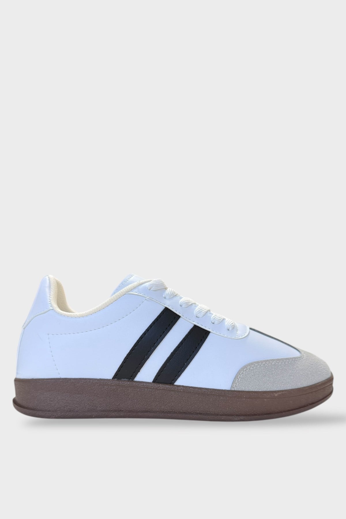 Erkek Cilt Sneaker Ayakkabı BEYAZ - SİYAH