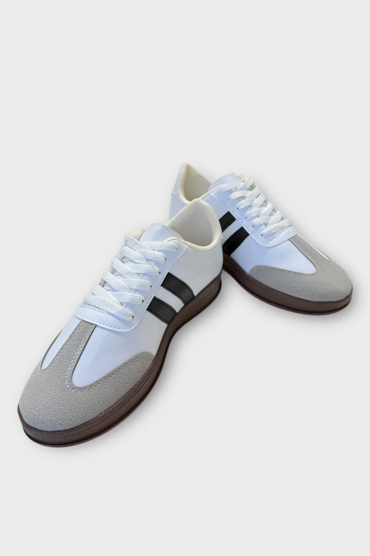 Erkek Cilt Sneaker Ayakkabı BEYAZ - SİYAH