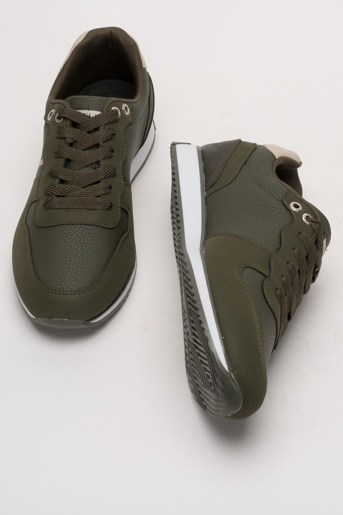Erkek Cilt Sneaker Ayakkabı HAKİ