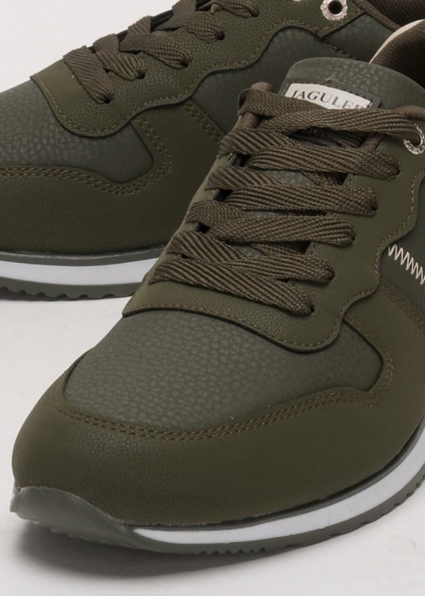 Erkek Cilt Sneaker Ayakkabı HAKİ