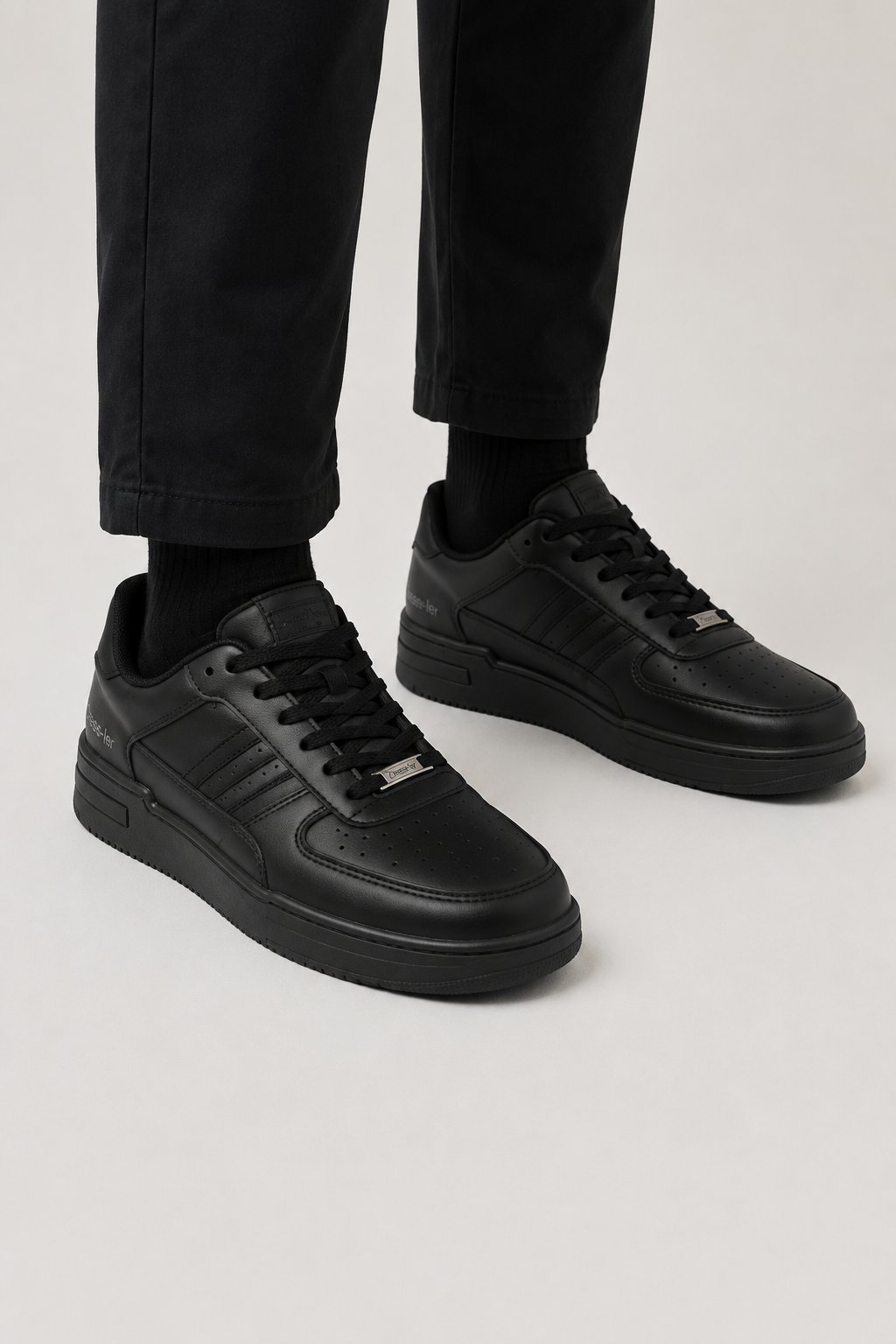 Erkek Cilt Sneaker Ayakkabı SİYAH