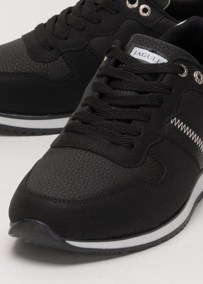 Erkek Cilt Sneaker Ayakkabı SİYAH - BEYAZ