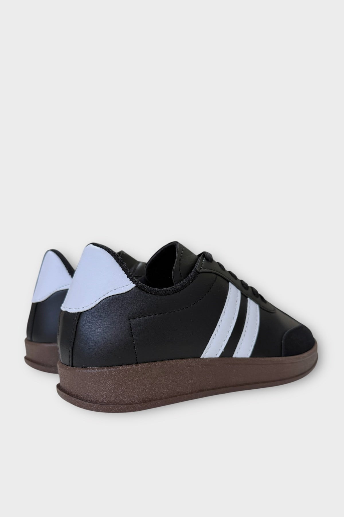 Erkek Cilt Sneaker Ayakkabı SİYAH - BEYAZ