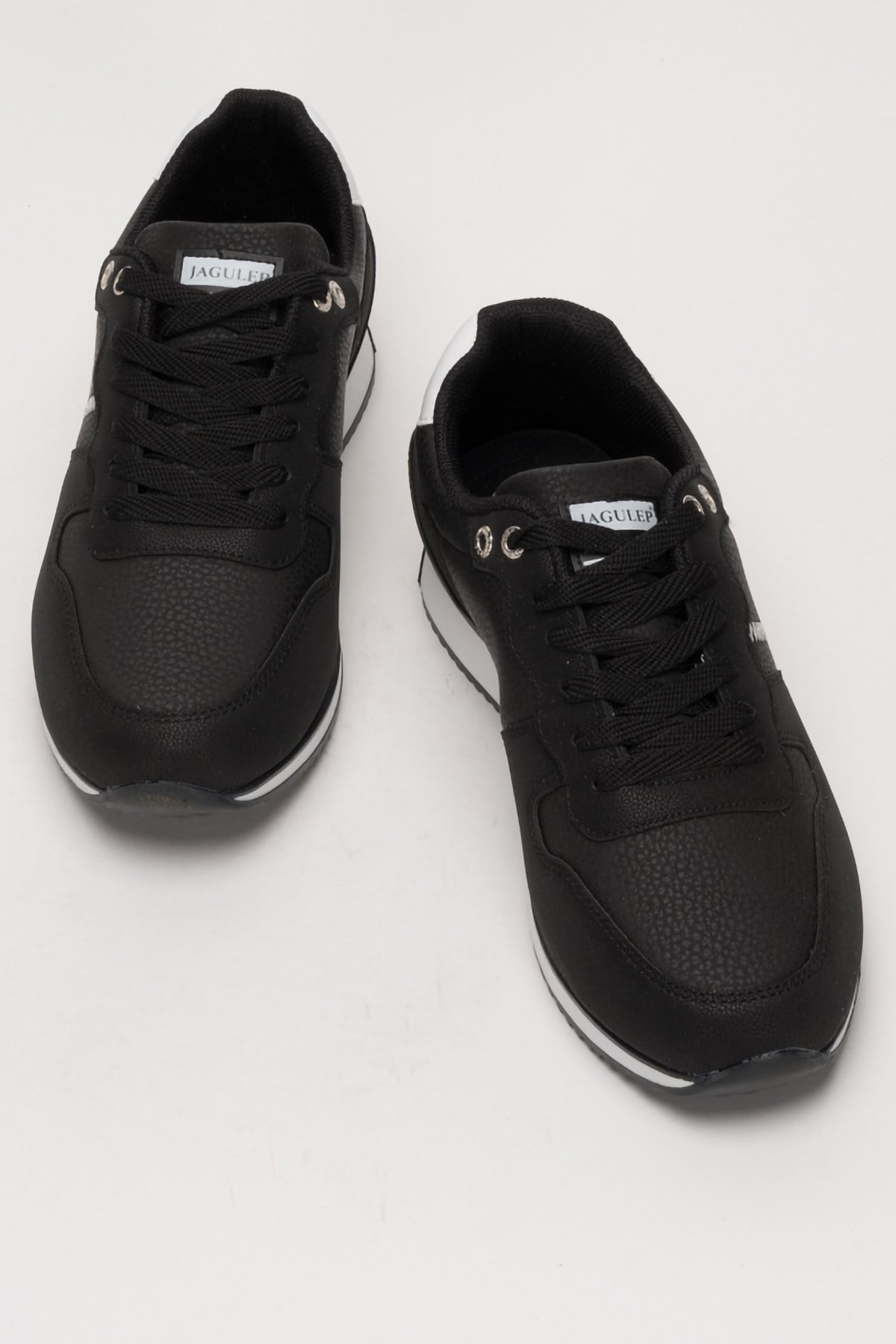Erkek Cilt Sneaker Ayakkabı SİYAH - BEYAZ
