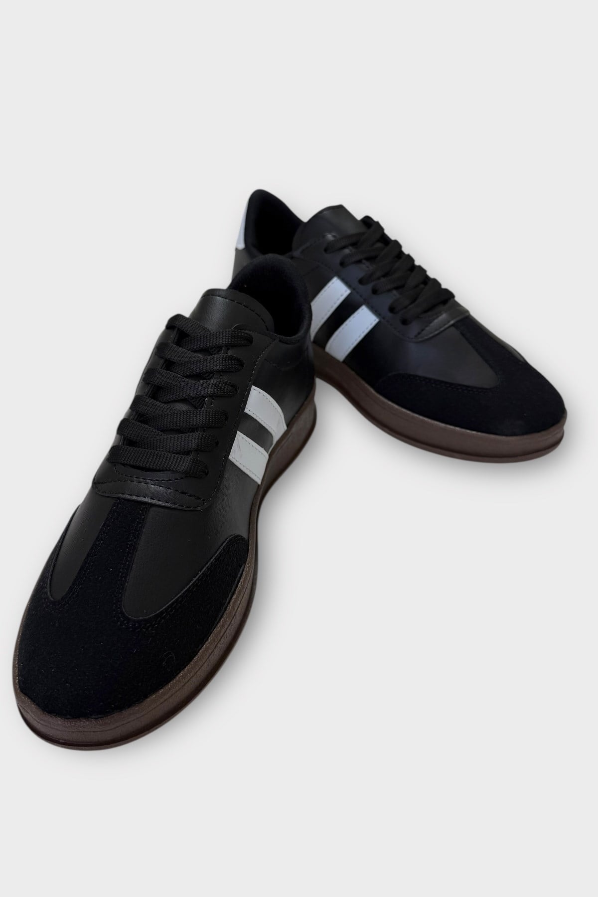 Erkek Cilt Sneaker Ayakkabı SİYAH - BEYAZ