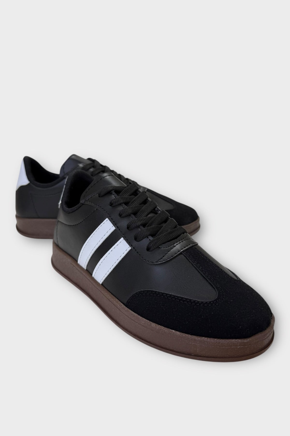 Erkek Cilt Sneaker Ayakkabı SİYAH - BEYAZ