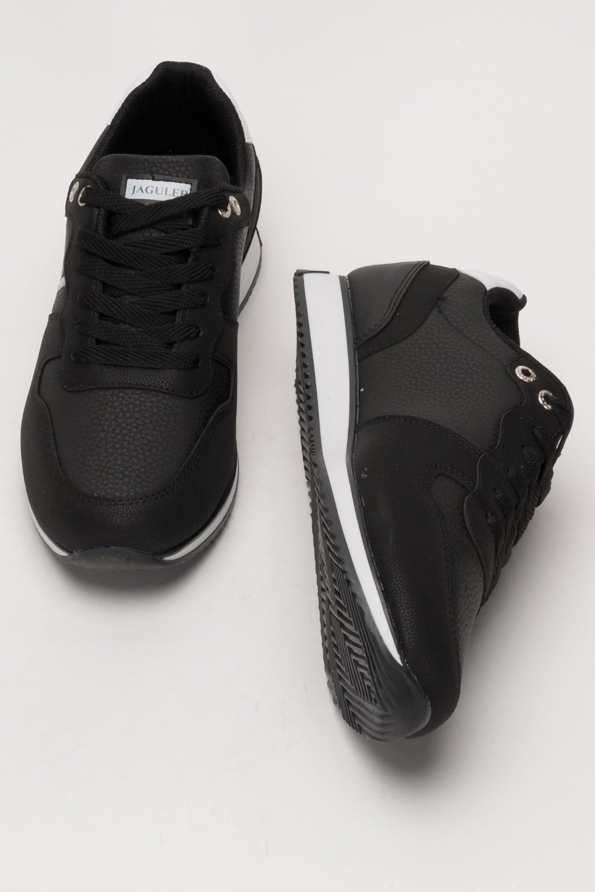 Erkek Cilt Sneaker Ayakkabı SİYAH - BEYAZ