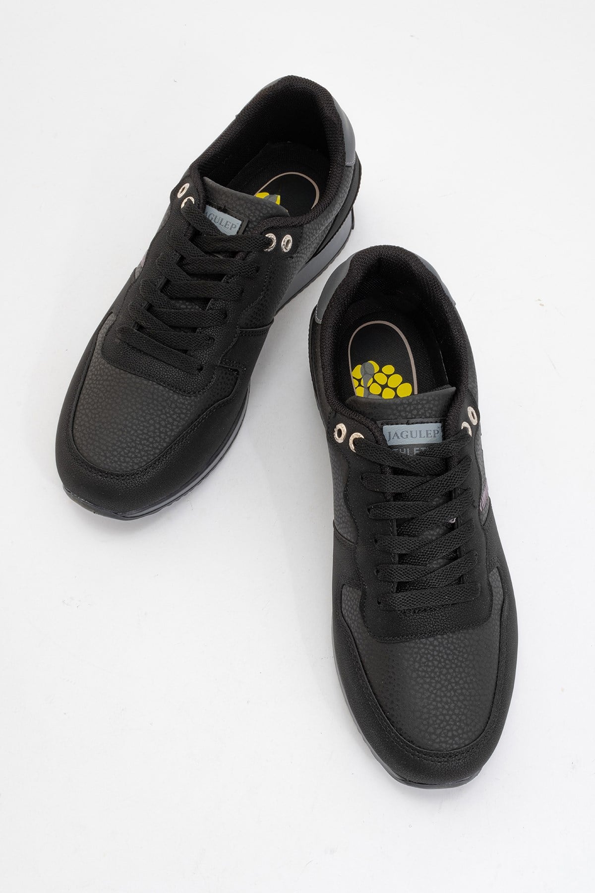 Erkek Cilt Sneaker Ayakkabı SİYAH - FÜME