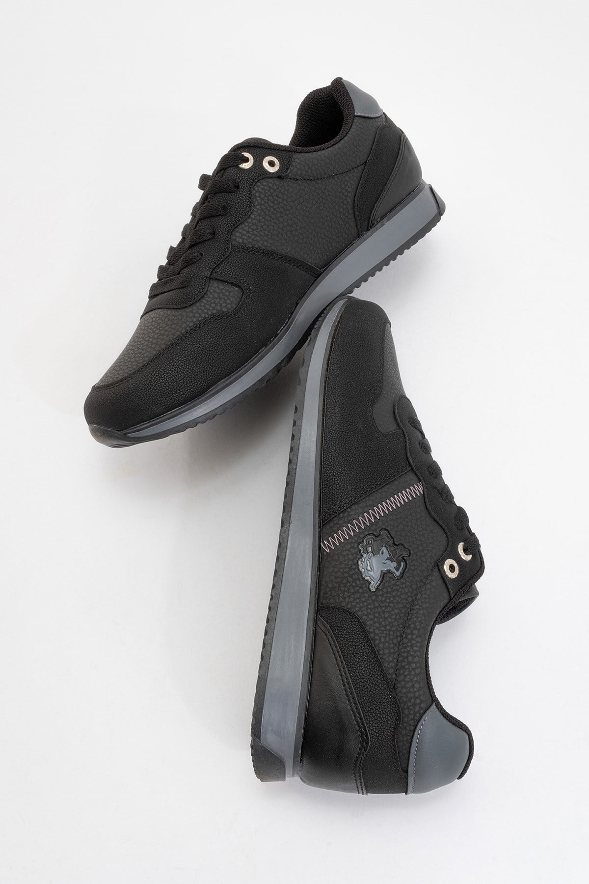 Erkek Cilt Sneaker Ayakkabı SİYAH - FÜME