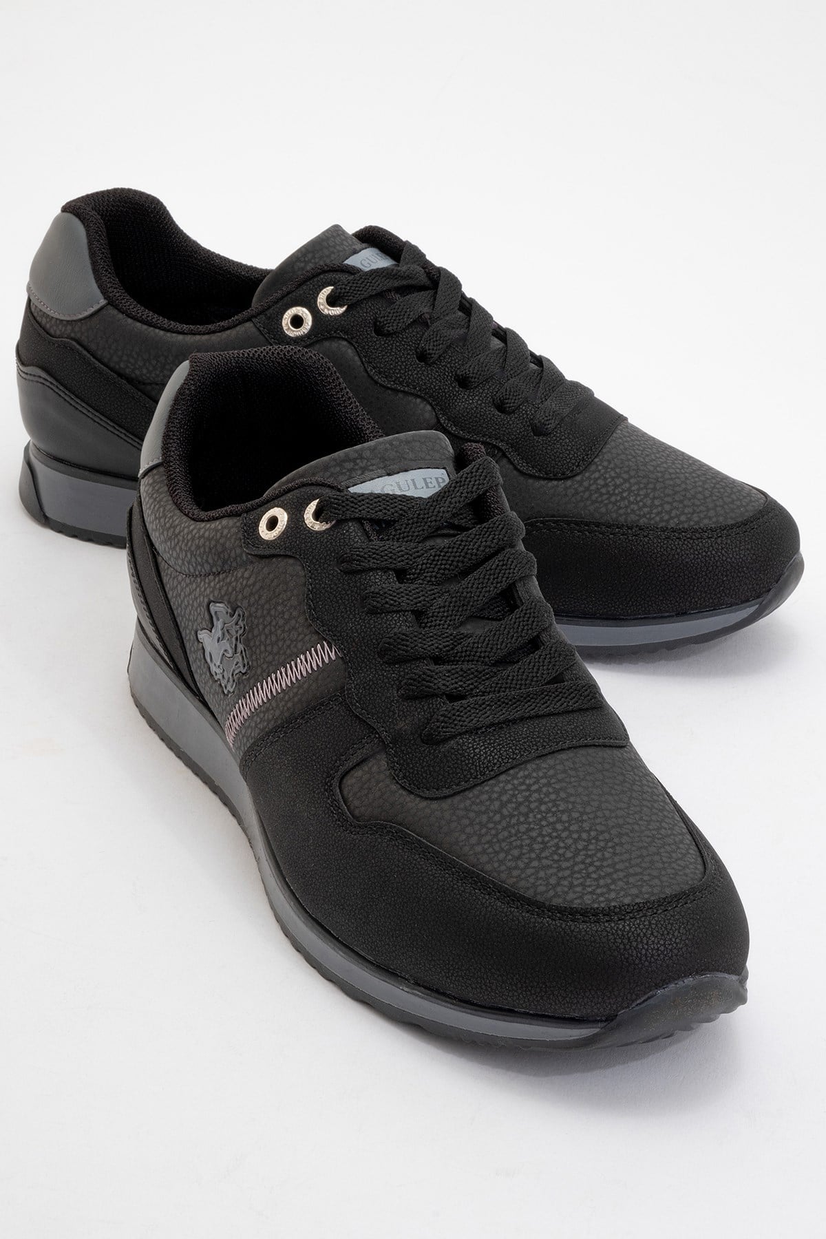 Erkek Cilt Sneaker Ayakkabı SİYAH - FÜME