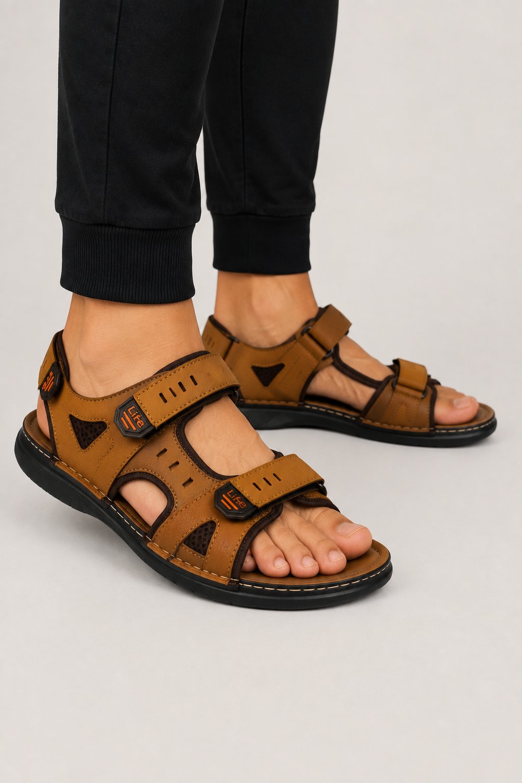 Erkek Cırtlı Sandalet TABA