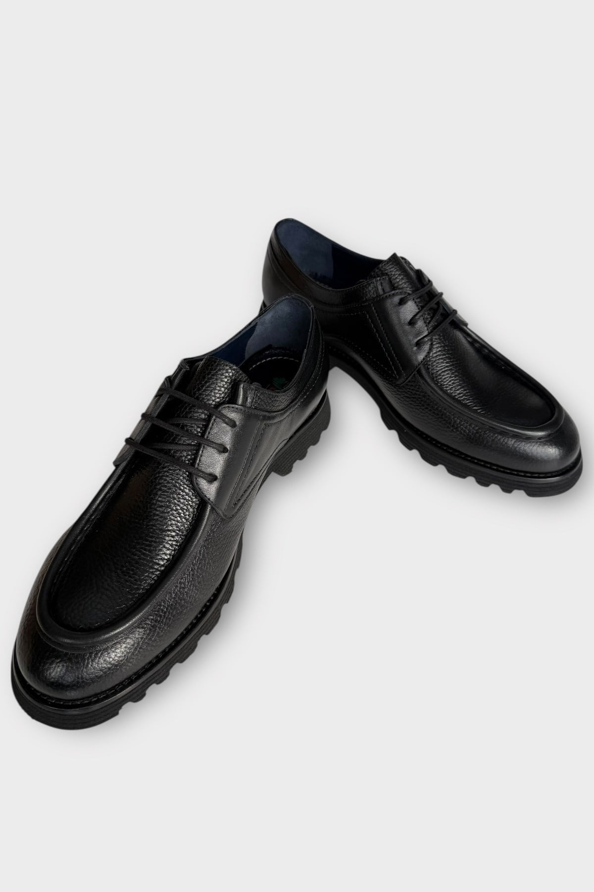 Erkek Eva  Kalın Taban İçi Dışı Hakiki Deri Ayakkabı SİYAH