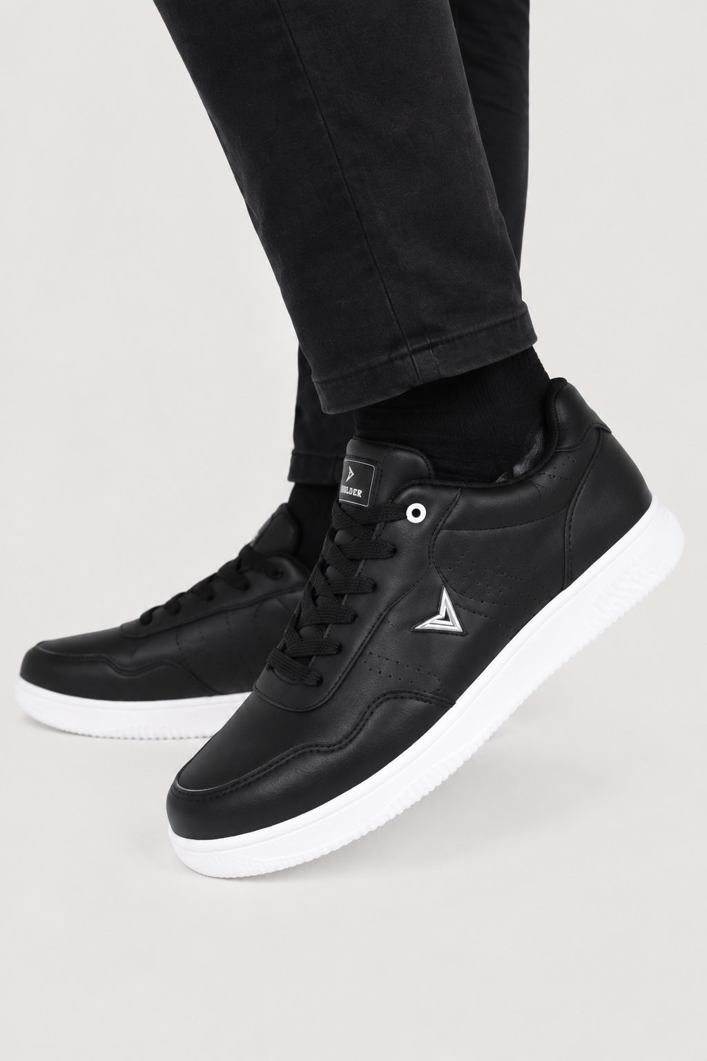 Erkek Faylon Taban Cilt Sneaker Ayakkabı SİYAH - BEYAZ