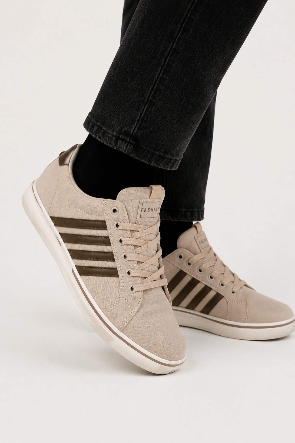 Erkek Faylon Taban Keten Sneaker Ayakkabı BEJ