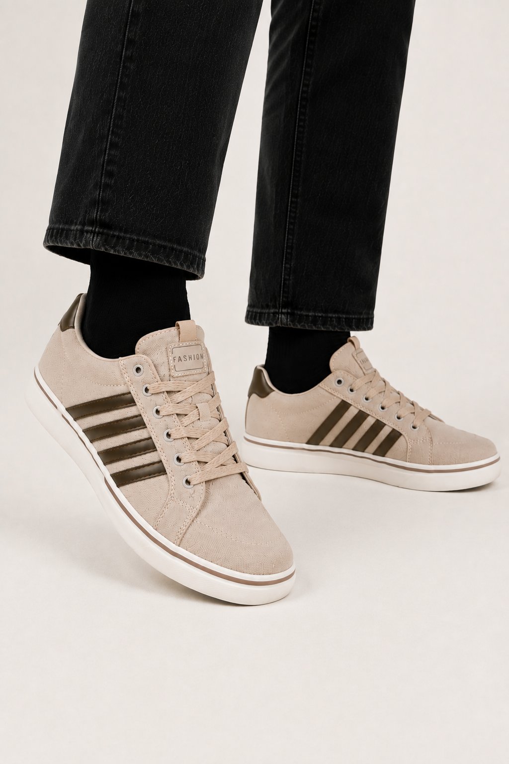 Erkek Faylon Taban Keten Sneaker Ayakkabı BEJ