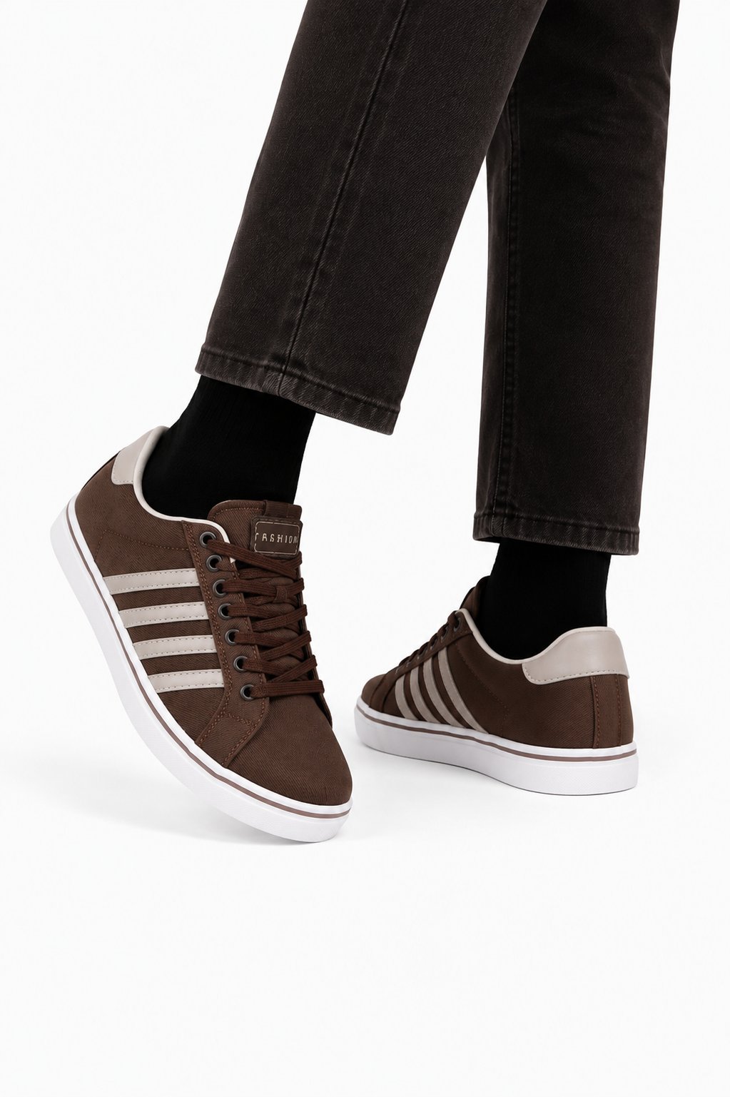 Erkek Faylon Taban Keten Sneaker Ayakkabı KAHVERENGİ