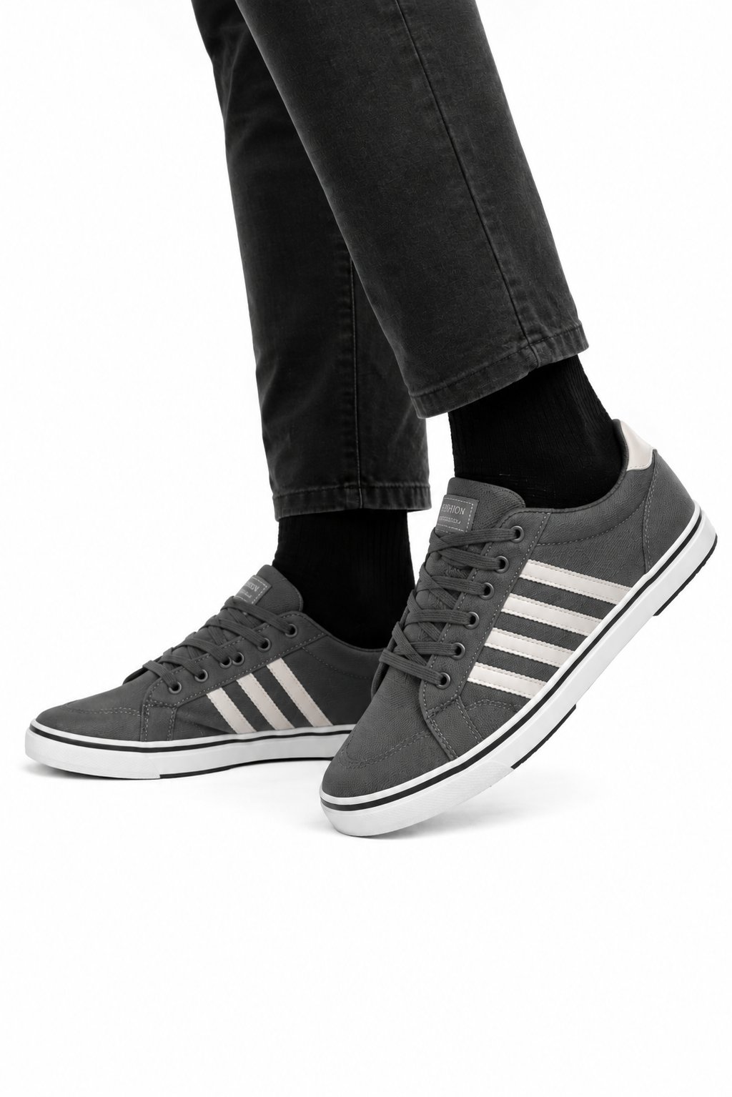 Erkek Faylon Taban Keten Sneaker Ayakkabı FÜME