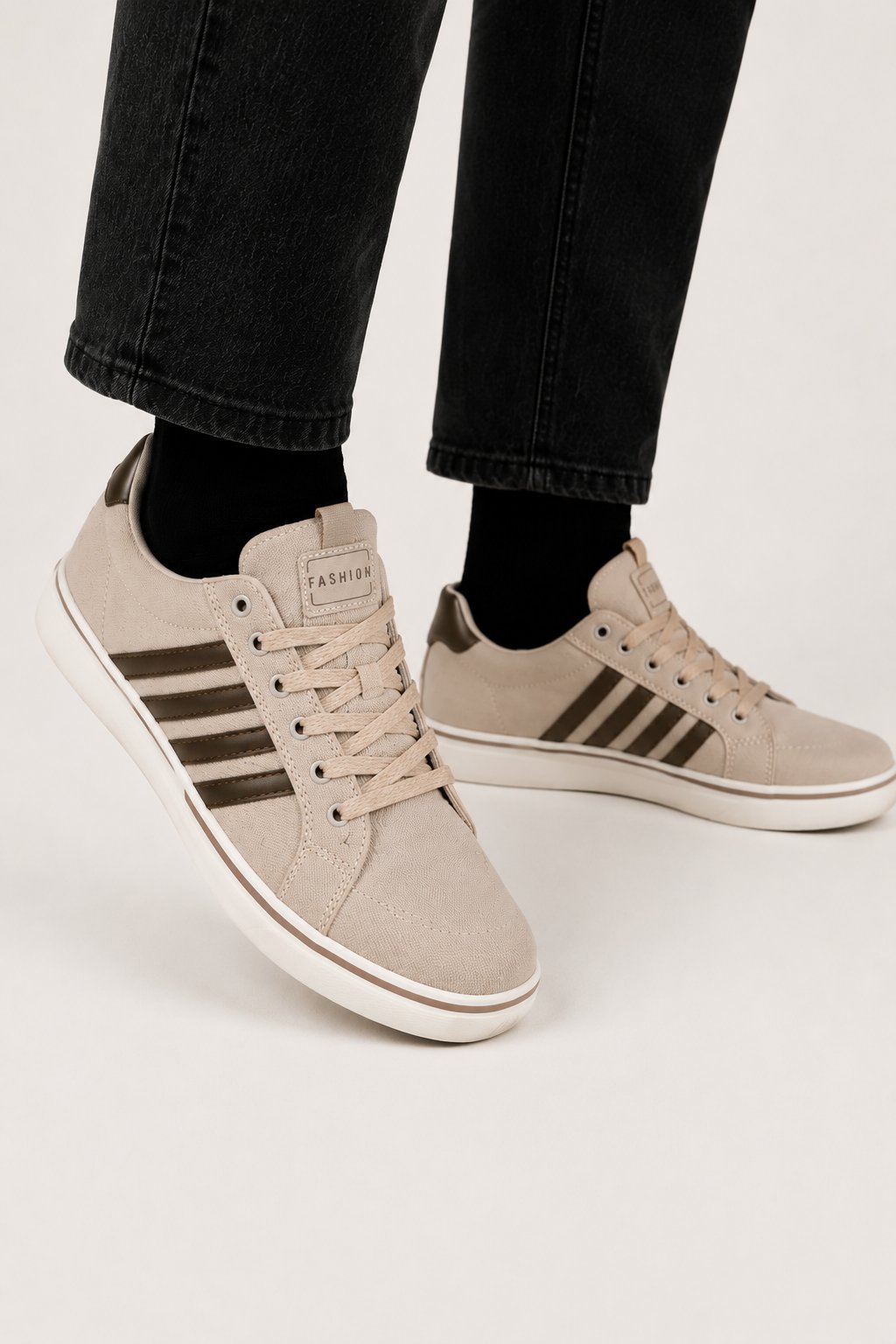 Erkek Faylon Taban Keten Sneaker Ayakkabı BEJ