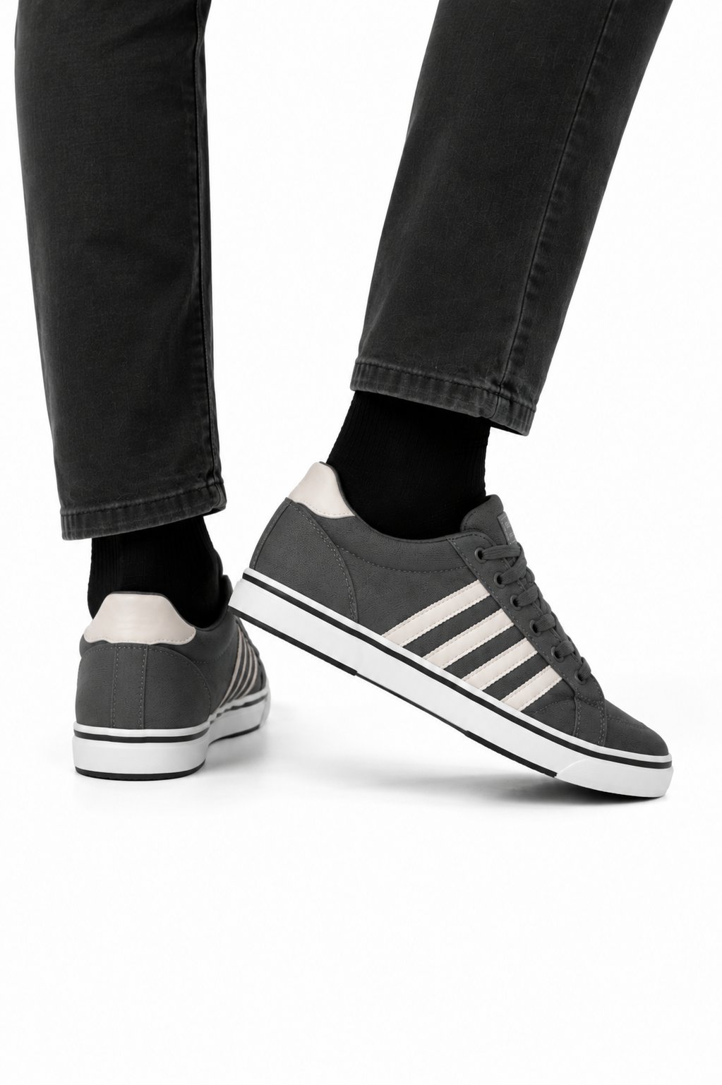Erkek Faylon Taban Keten Sneaker Ayakkabı FÜME