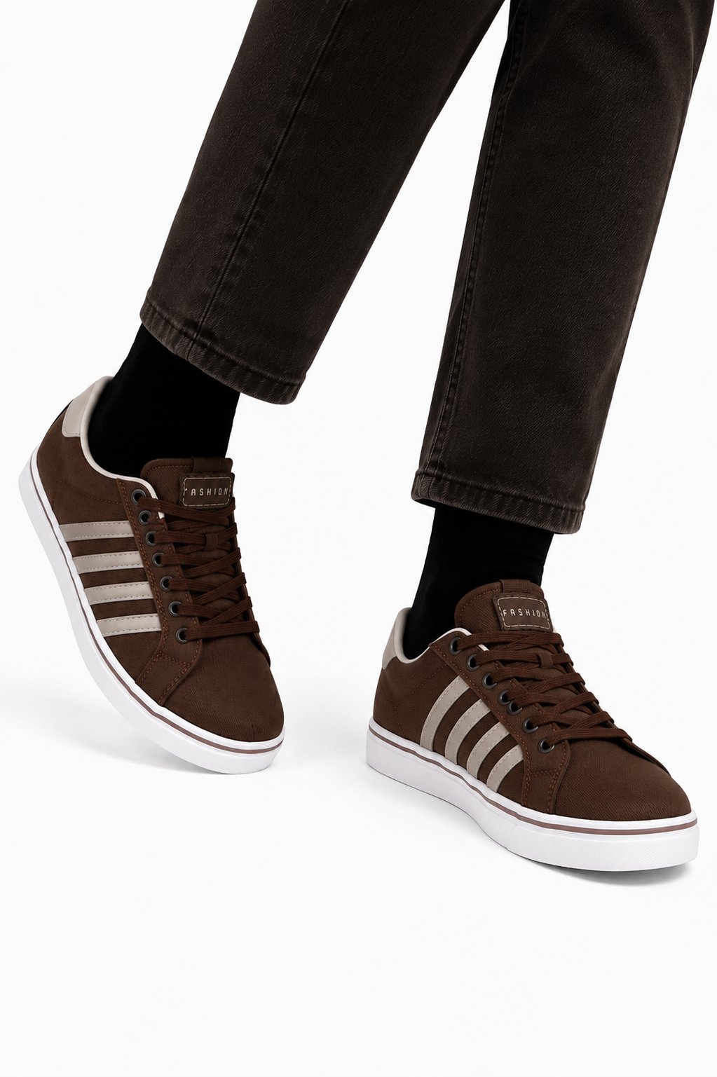 Erkek Faylon Taban Keten Sneaker Ayakkabı KAHVERENGİ
