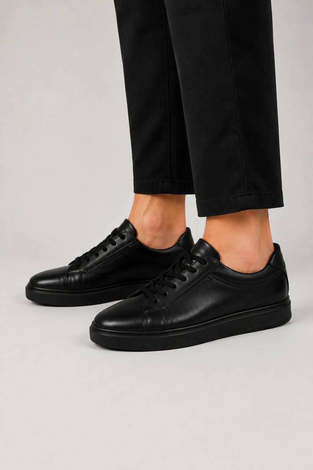 Erkek Faylon Taban Sneaker Hakiki Deri Ayakkabı  SİYAH