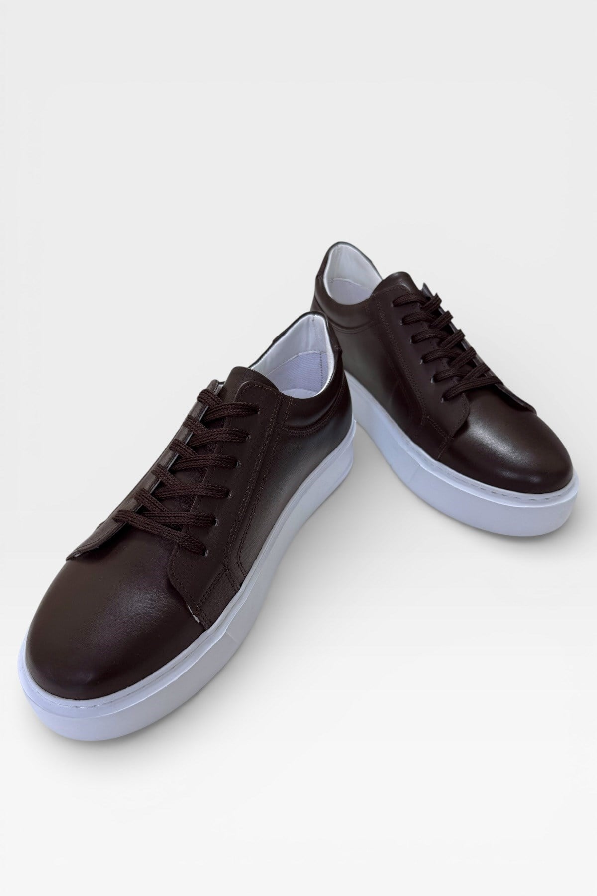 Erkek Faylon Taban Sneaker Hakiki Deri Ayakkabı  KAHVERENGİ