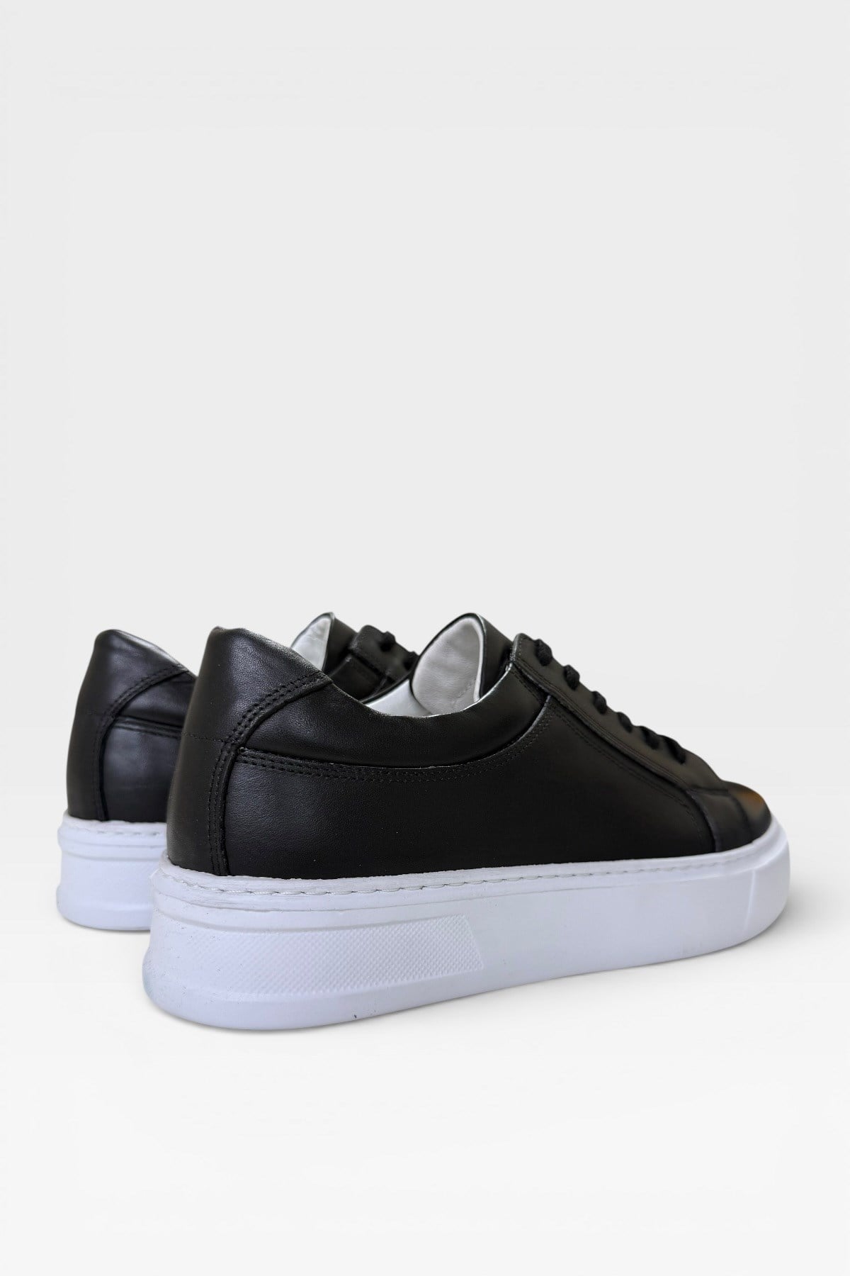 Erkek Faylon Taban Sneaker Hakiki Deri Ayakkabı  SİYAH - BEYAZ