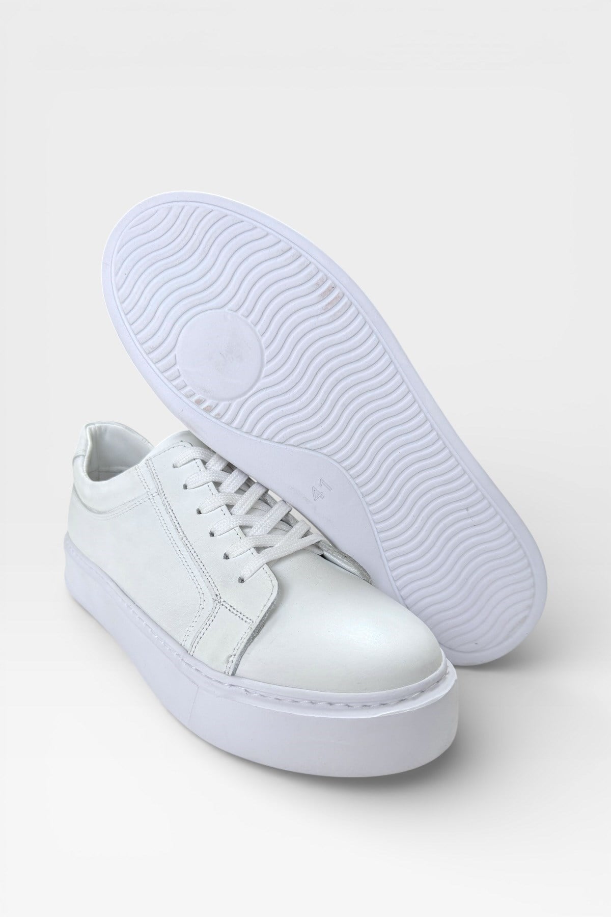 Erkek Faylon Taban Sneaker Hakiki Deri Ayakkabı  BEYAZ