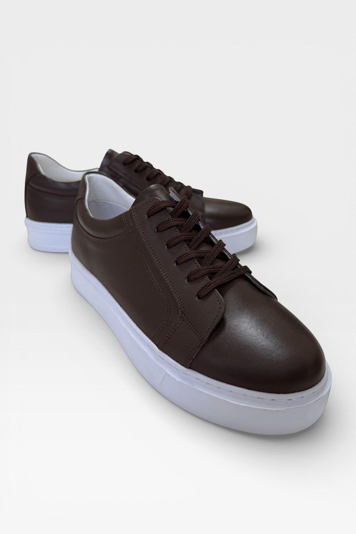 Erkek Faylon Taban Sneaker Hakiki Deri Ayakkabı  KAHVERENGİ