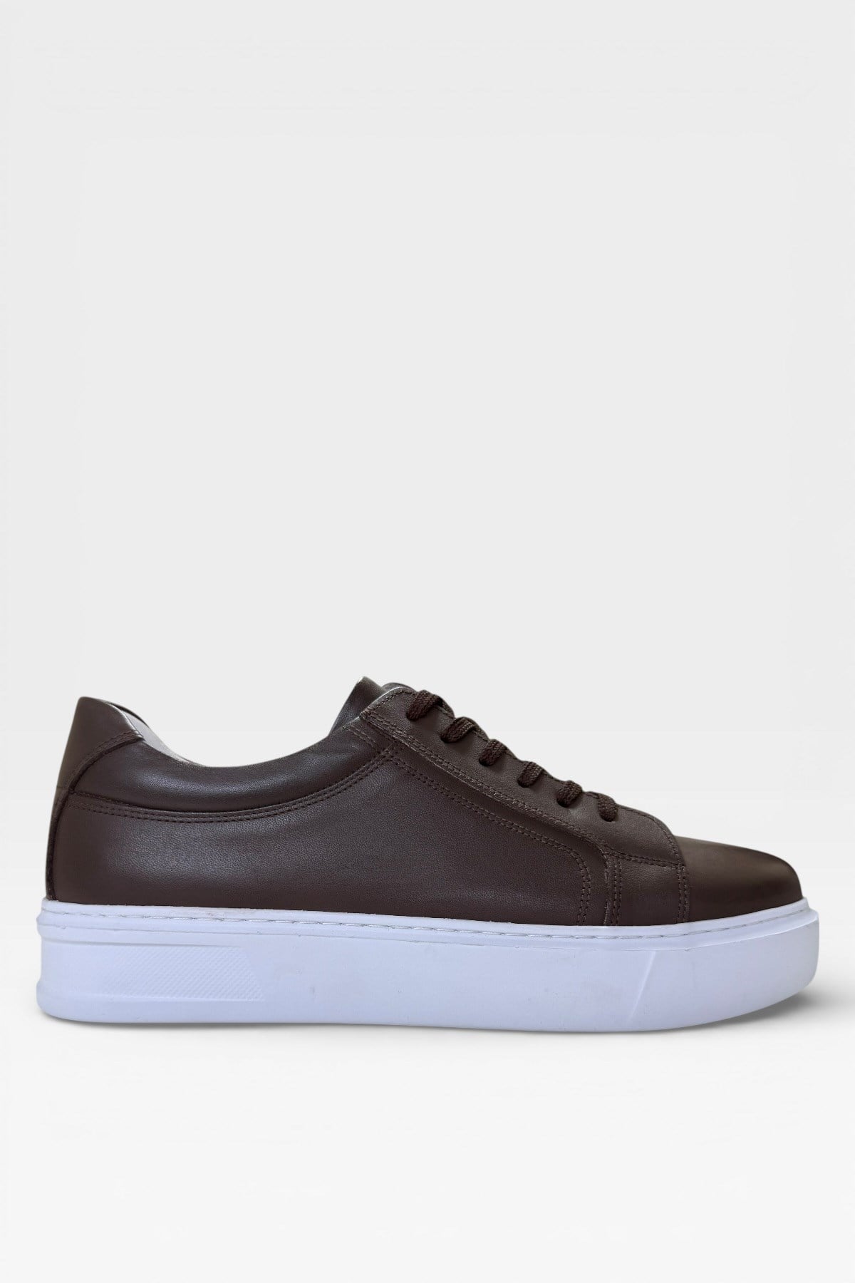 Erkek Faylon Taban Sneaker Hakiki Deri Ayakkabı  KAHVERENGİ
