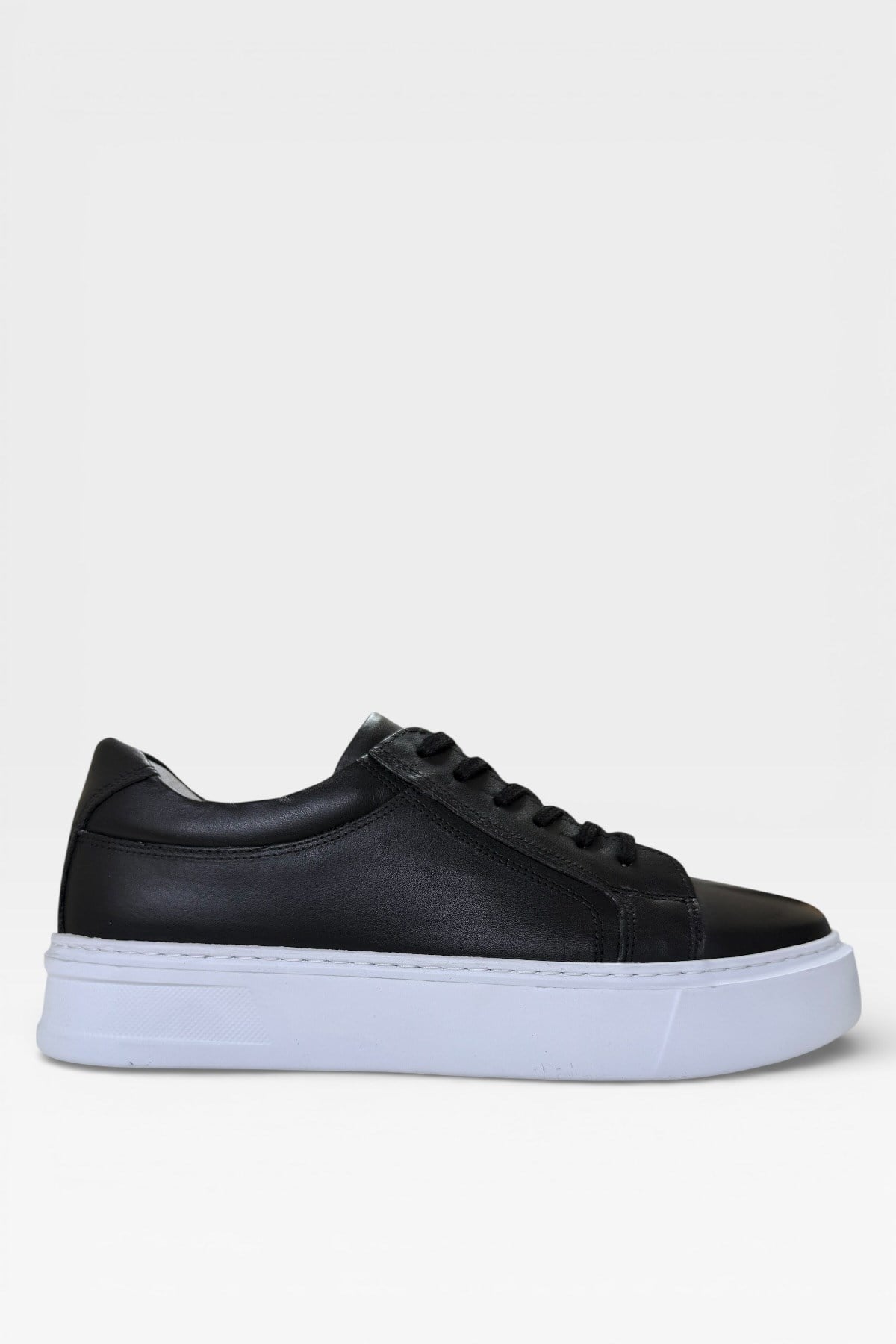 Erkek Faylon Taban Sneaker Hakiki Deri Ayakkabı  SİYAH - BEYAZ
