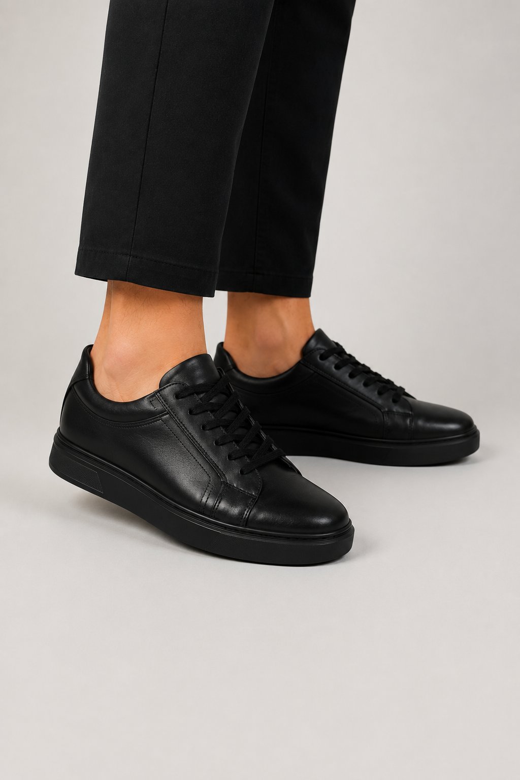 Erkek Faylon Taban Sneaker Hakiki Deri Ayakkabı  SİYAH