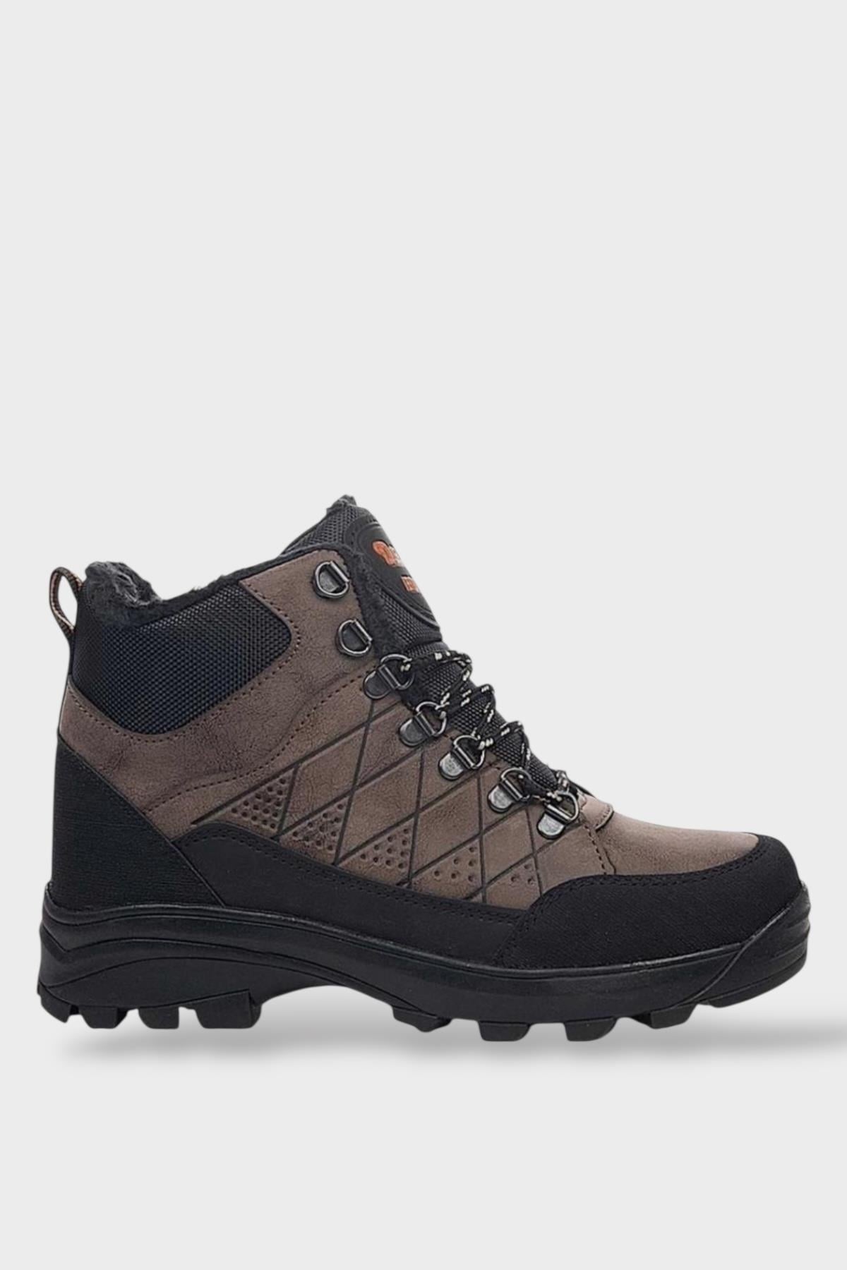 Erkek İçi Kürklü Fermuarlı Trekking Outdoor Bot KAHVERENGİ