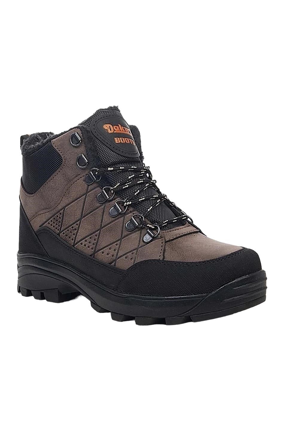 Erkek İçi Kürklü Fermuarlı Trekking Outdoor Bot KAHVERENGİ