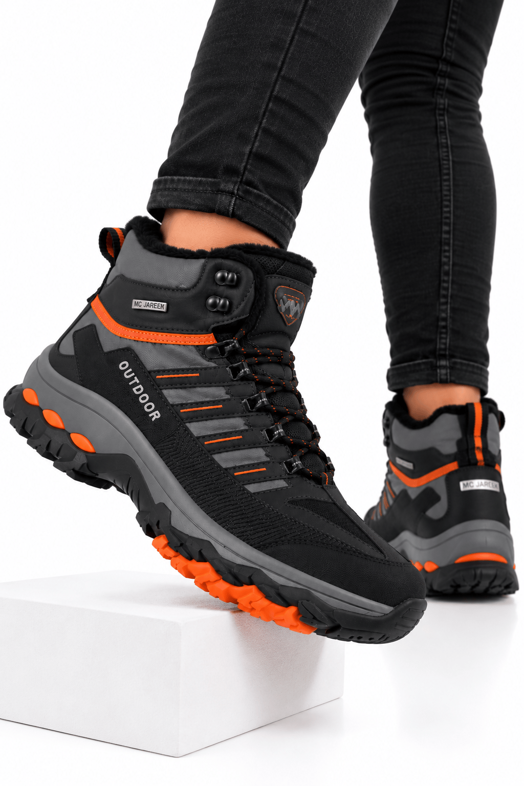 Erkek İçi Kürklü Kaydırmaz Taban Trekking & Outdoor Bot  FÜME-TURUNCU