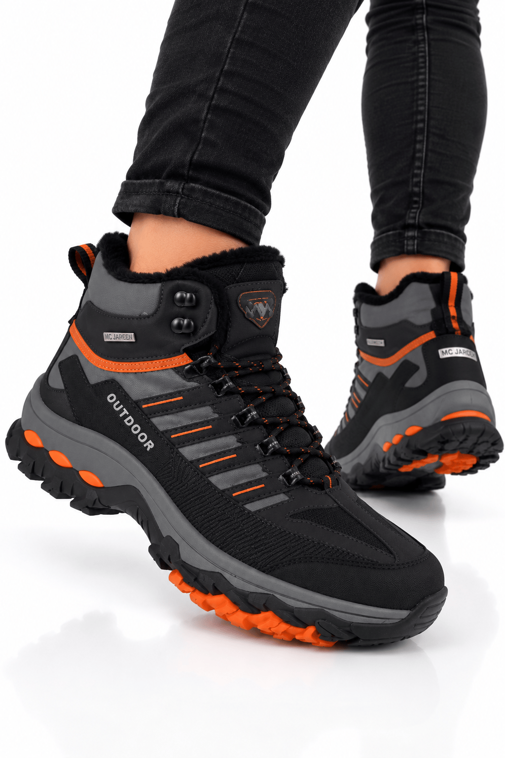 Erkek İçi Kürklü Kaydırmaz Taban Trekking & Outdoor Bot  FÜME-TURUNCU