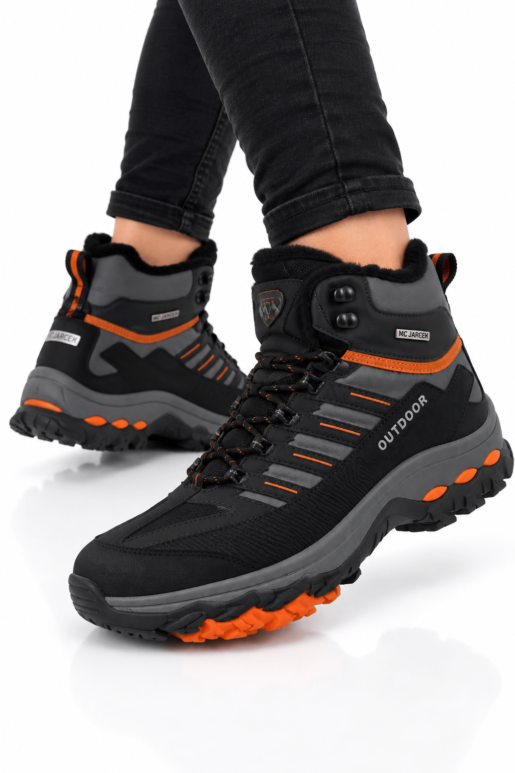 Erkek İçi Kürklü Kaydırmaz Taban Trekking & Outdoor Bot  FÜME-TURUNCU