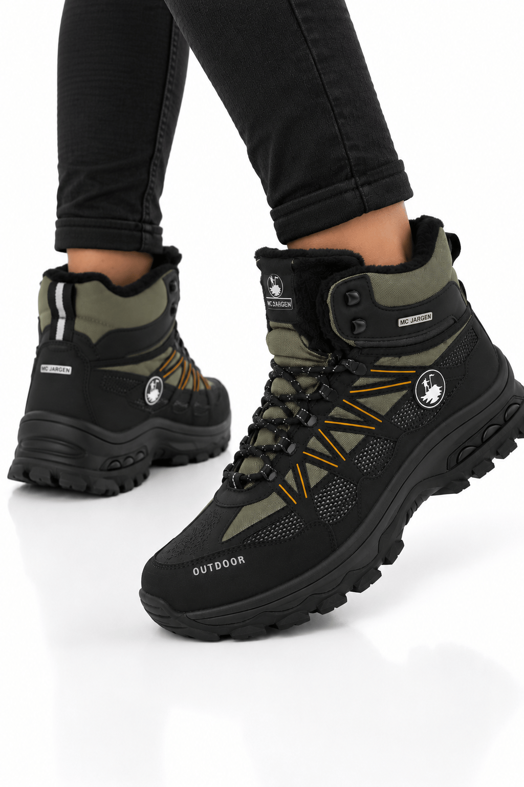 Erkek İçi Kürklü Kaydırmaz Taban Trekking & Outdoor Bot  HAKİ - SİYAH