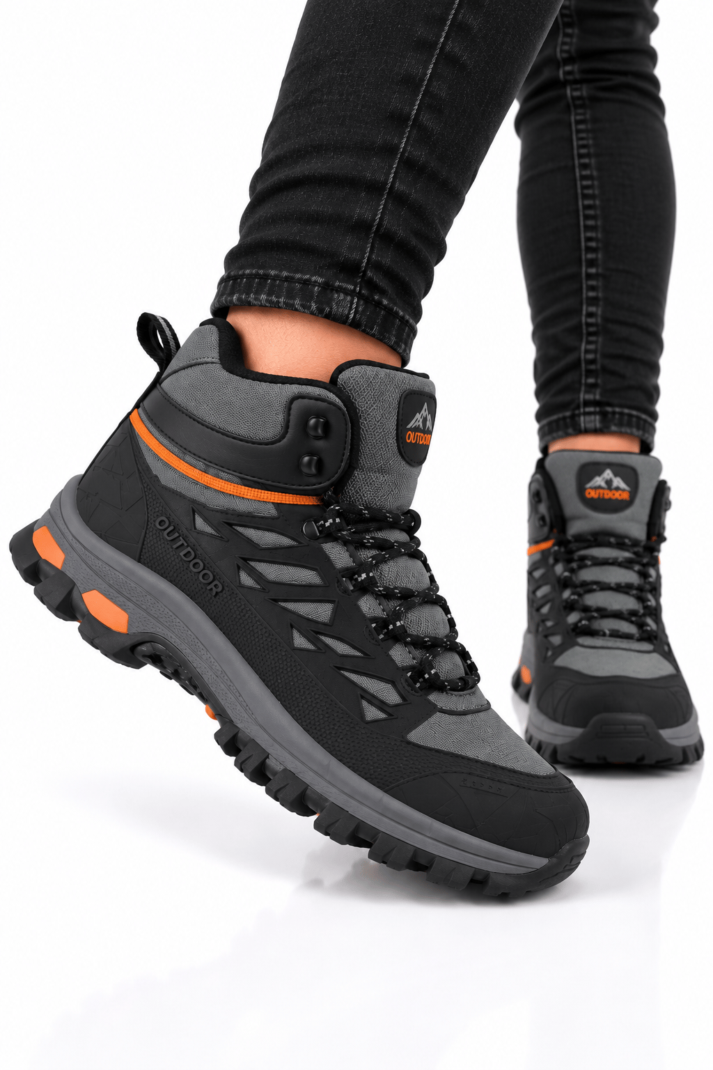Erkek İçi Kürklü Kaydırmaz Taban Trekking & Outdoor Bot  FÜME-TURUNCU