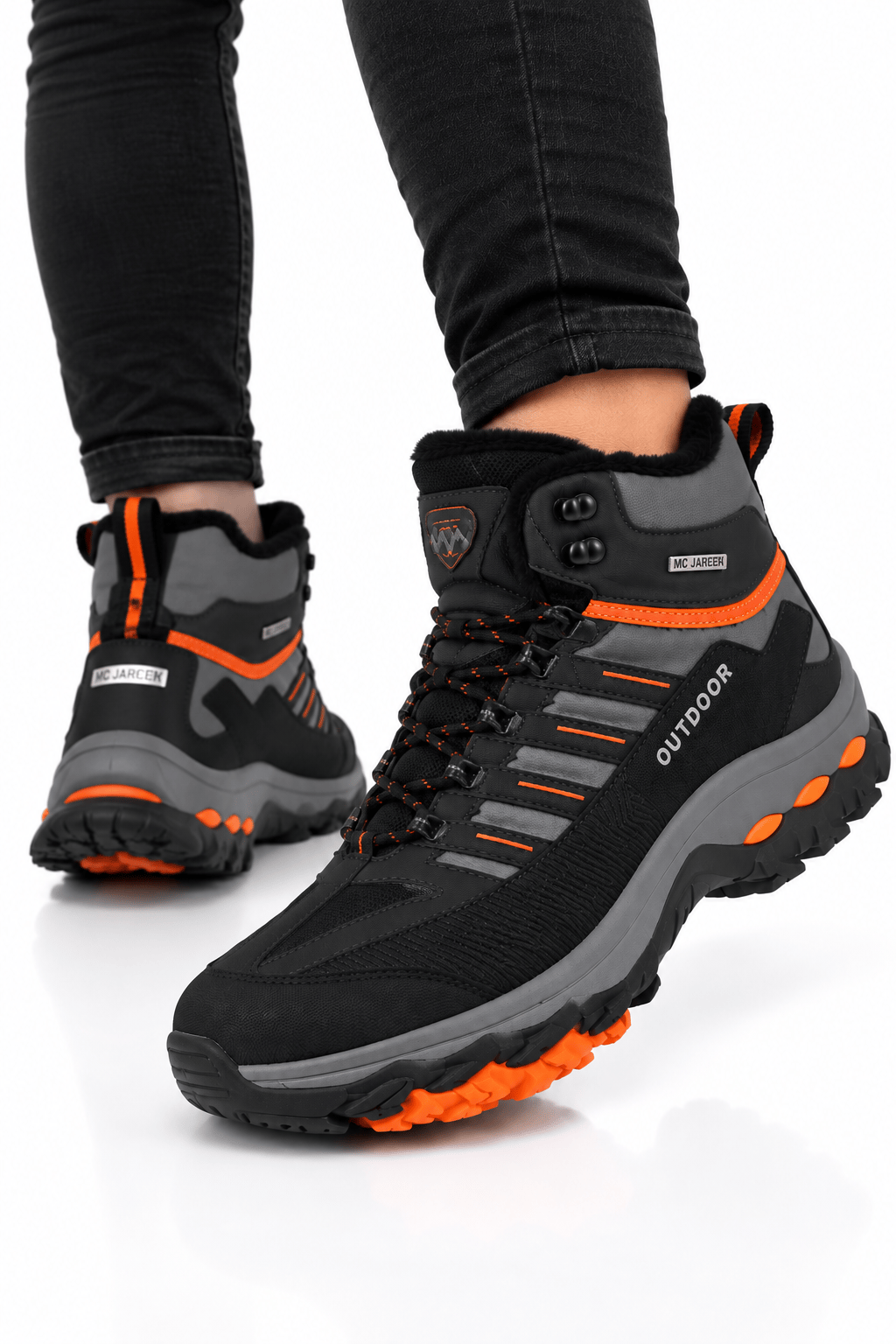 Erkek İçi Kürklü Kaydırmaz Taban Trekking & Outdoor Bot  FÜME-TURUNCU