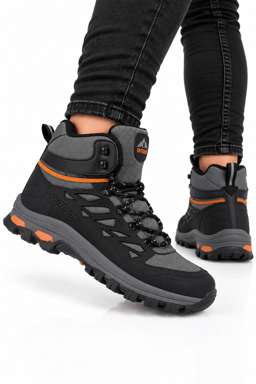 Erkek İçi Kürklü Kaydırmaz Taban Trekking & Outdoor Bot  FÜME-TURUNCU