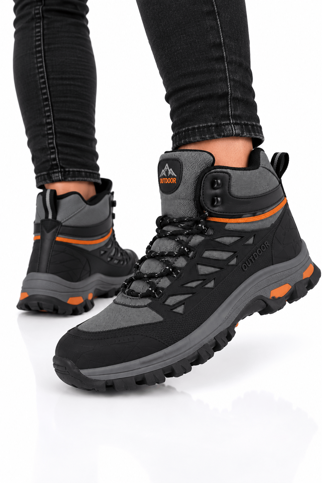 Erkek İçi Kürklü Kaydırmaz Taban Trekking & Outdoor Bot  FÜME-TURUNCU