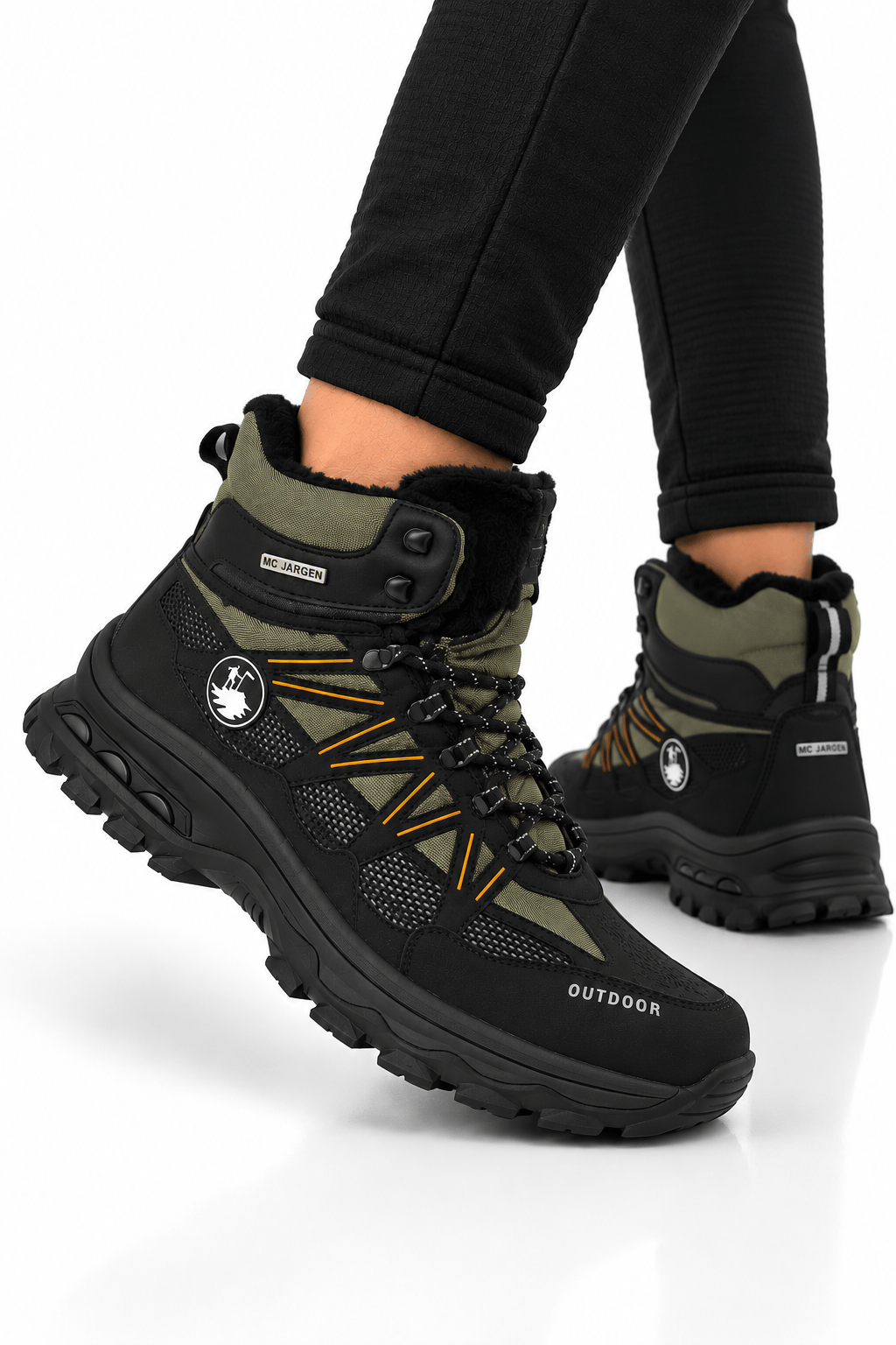 Erkek İçi Kürklü Kaydırmaz Taban Trekking & Outdoor Bot  HAKİ - SİYAH